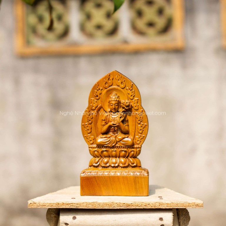 Phật hộ mệnh 2 mặt gỗ bách xanh - Đại Thế Chí Bồ Tát (tuổi Ngọ)