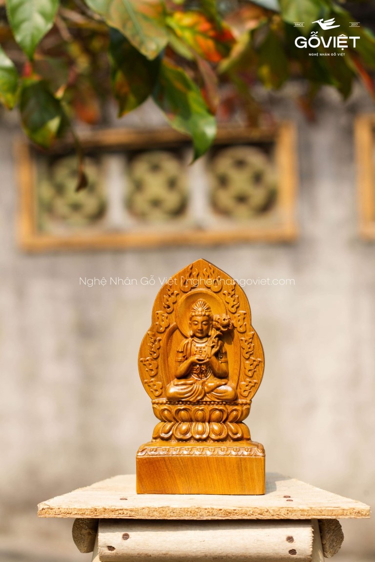 Phật hộ mệnh 2 mặt gỗ bách xanh - Đại Thế Chí Bồ Tát (tuổi Ngọ)