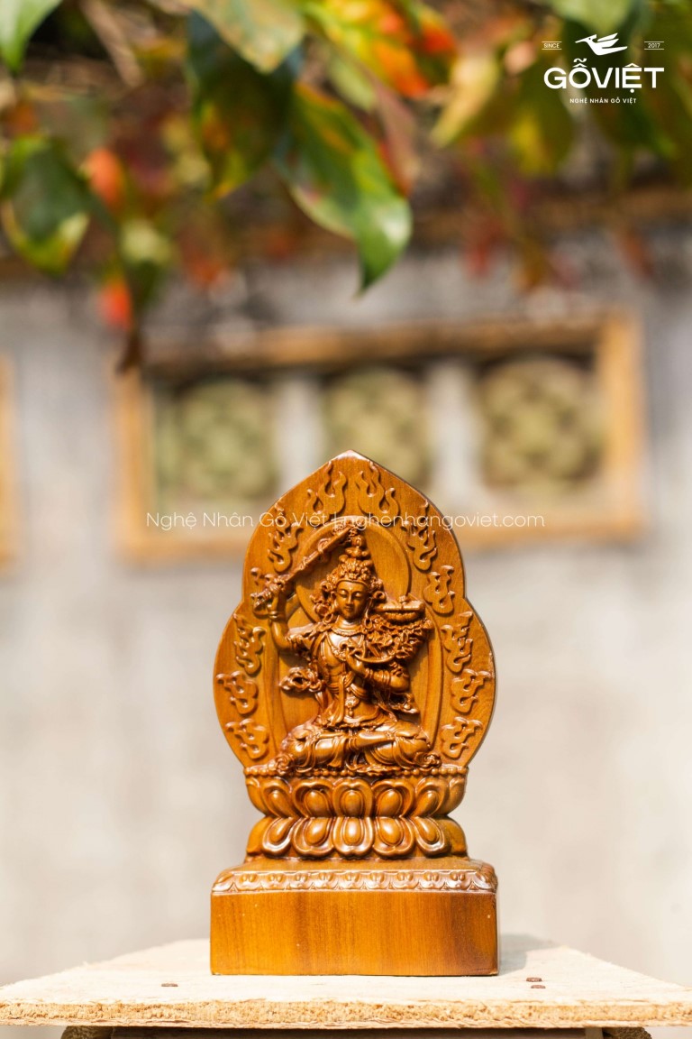 Phật hộ mệnh 2 mặt gỗ bách xanh - Văn Thù Bồ Tát (tuổi Mão)