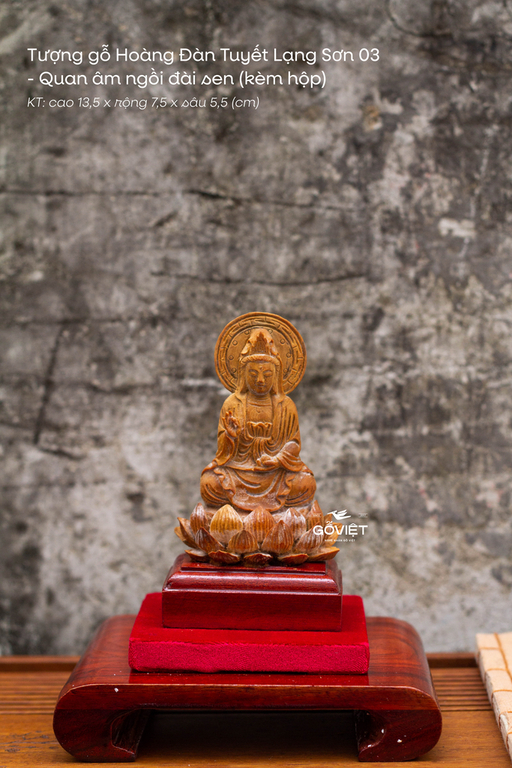 Tượng gỗ Hoàng đàn tuyết Lạng Sơn - Quan Âm ngồi đài sen 